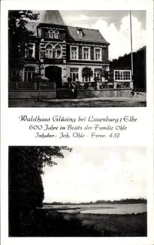 Ak Lauenburg an der Elbe, Waldhaus Glüsing, Inhaber Joh. Ohle, Umgebung