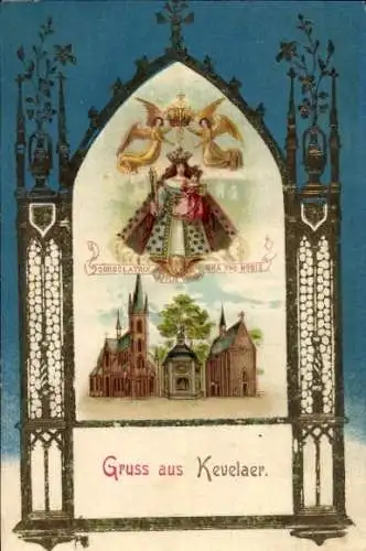 Ak Kevelaer am Niederrhein, Maria mit Kind, Engel, Kirche