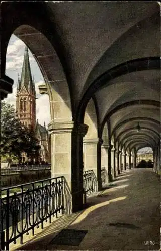 Ak Pforzheim im Schwarzwald, Arkaden, Stadtkirche