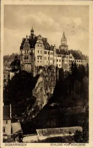 Ak Sigmaringen an der Donau, Schloss, Blick vom Mühlberg