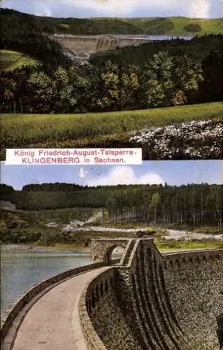 Ak Klingenberg Erzgebirge Sachsen, König Friedrich August Talsperre, Sperrmauer, Blick aus der Ferne