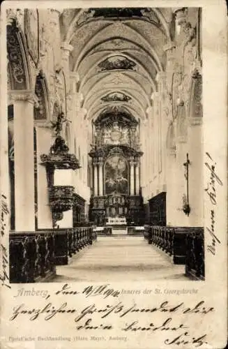 Ak Amberg in der Oberpfalz Bayern, Stadtpfarrkirche St. Georg, Innenansicht