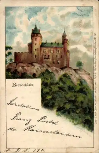 Künstler Ak Erlenbach bei Dahn in der Pfalz, Burg Berwartstein