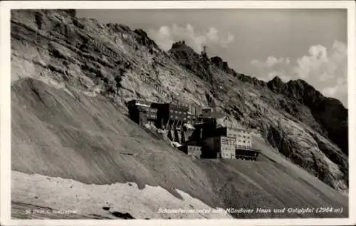 Ak Garmisch Partenkirchen in Oberbayern, Schneefernerhotel, Münchner Haus