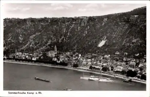 Ak Kamp Bornhofen im Rhein Lahn Kreis, Panorama, Kirche, Dampfer