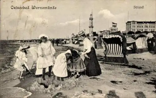 Ak Ostseebad Warnemünde Rostock, Strand, Badegäste