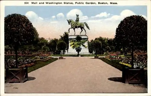 Ak Boston Massachusetts USA, Mall and Washington Statue, Public Garden