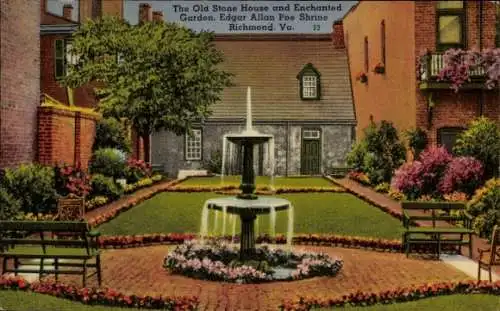 Ak Richmond Virginia USA, The Old Stone House and Enchanted Garden, Edgar Allan Poe Shrine