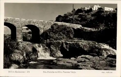 Ak Santa Eulalia del Río Ibiza Balearen, Alte Brücke