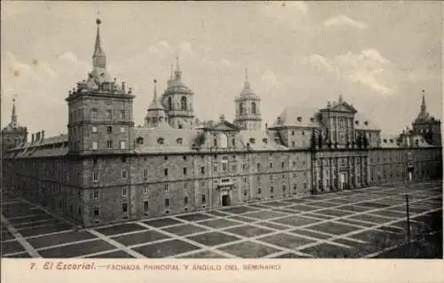 Ak San Lorenzo de El Escorial Madrid, Kloster Escorial, Hauptfassade