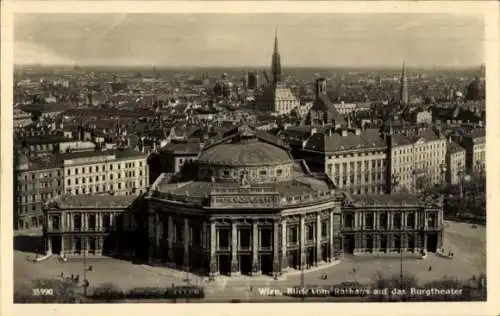 Ak Wien 1 Innere Stadt, Rathaus, Burgtheater, Domkirche, Straßenbahn