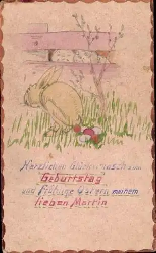 Ak Glückwunsch Ostern, Osterhase, Ostereier, Kinder