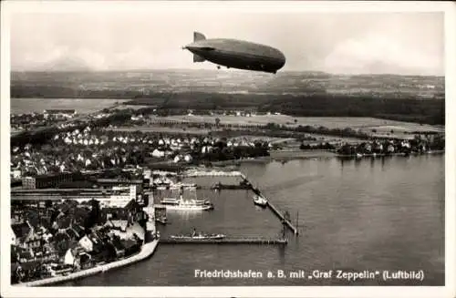 Ak Friedrichshafen Bodensee, Fliegeraufnahme, LZ 127 Graf Zeppelin