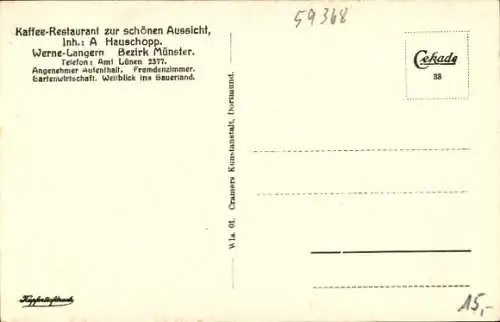 Ak Langern Werne in Westfalen, Café zur schönen Aussicht