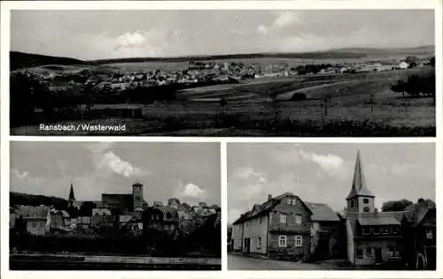 Ak Ransbach Baumbach im Westerwald, Panorama, Kirche, Teilansicht