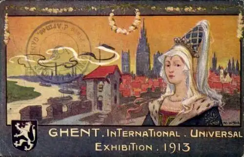 Künstler Ak Gand Gent Ghent Ostflandern, International Universal Exhibition 1913, Weltausstellung