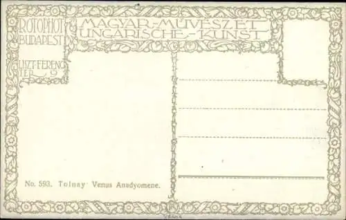 Künstler Ak Tolnay, Venus Anadyomene, Frauenakt, Schlafende Frau, Muschel