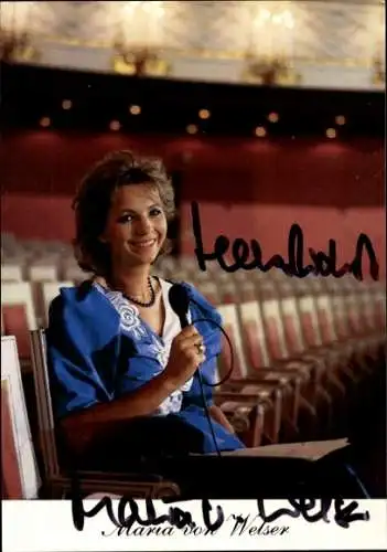 Ak Schauspielerin Maria von Welser, Portrait, Autogramm, Mikrofon