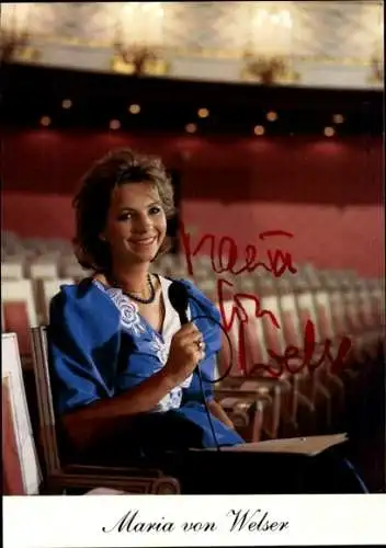 Ak Schauspielerin Maria von Welser, Portrait, Autogramm, Mikrofon