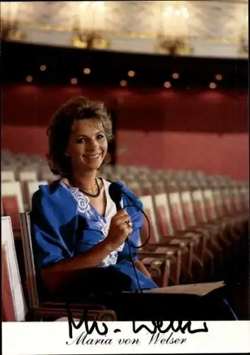 Ak Schauspielerin Maria von Welser, Portrait, Autogramm, Mikrofon