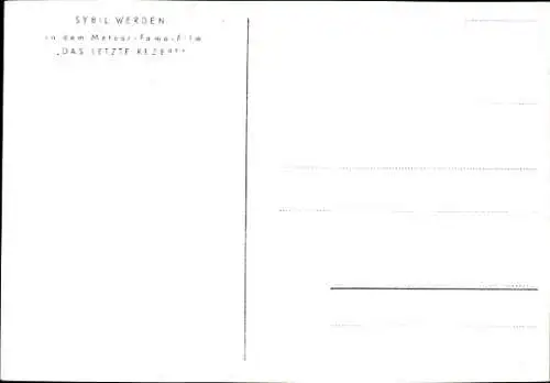 Ak Schauspielerin Sybil Werden, Portrait, Autogramm