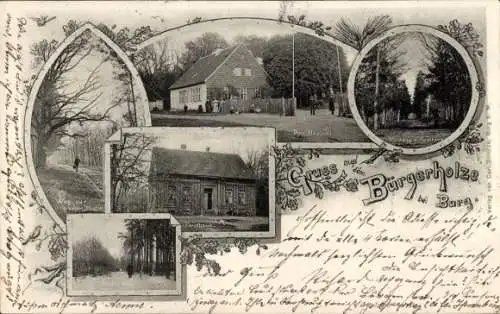 Ak Burg bei Magdeburg, Bürgerholz, Der Brehm, Weg zur großen Brücke, Poetenweg, Forsthaus