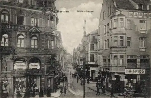 Ak Barmen Wuppertal, Mittelstraße, Geschäfte, Tischdecken, Gardinen, H.W. Jacobs