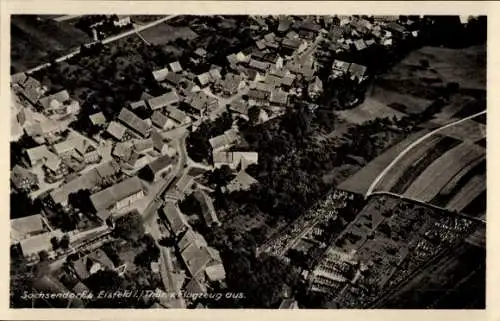 Ak Sachsendorf Sachsenbrunn Eisfeld in Thüringen, Fliegeraufnahme