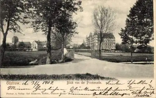 Ak Güstrow in Mecklenburg, Blick von der Promenade