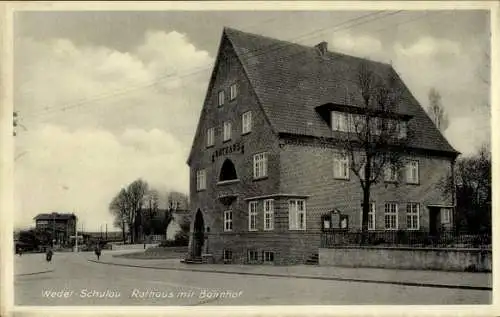 Ak Schulau Wedel an der Elbe, Rasthaus mit Bahnhof