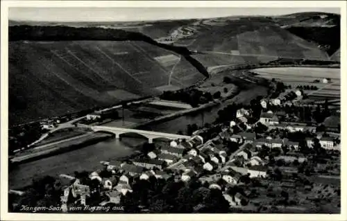 Ak Kanzem an der Saar, Fliegeraufnahme, Brücke