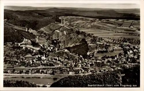 Ak Saarhölzbach Mettlach im Saarland, Fliegeraufnahme