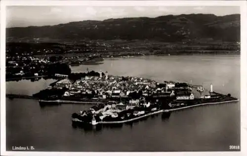 Ak Lindau am Bodensee Schwaben, Fliegeraufnahme