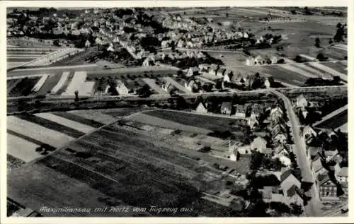 Ak Maximiliansau Wörth am Rhein, Fliegeraufnahme, Pfortz