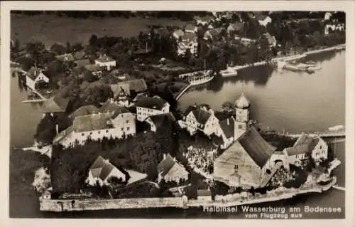 Ak Wasserburg am Bodensee Schwaben, Fliegeraufnahme