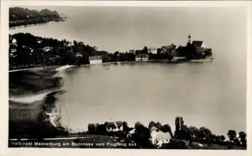 Ak Wasserburg am Bodensee Schwaben, Ortsansicht, Fliegeraufnahme