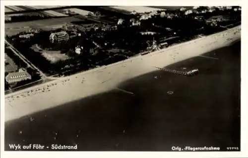 Ak Wyk auf Föhr Nordfriesland, Fliegeraufnahme, Südstrand