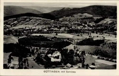 Ak Güttingen Radolfzell am Bodensee, Fliegeraufnahme, Schloss