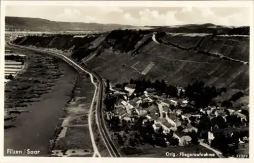 Ak Filzen an der Saar Konz an der Mosel, Fliegeraufnahme