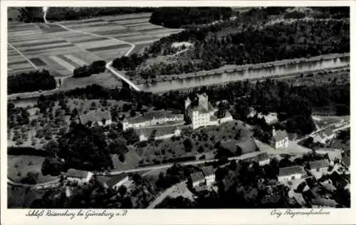 Ak Reisensburg Günzburg an der Donau Schwaben, Fliegeraufnahme, Schloss