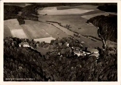 Ak Lutherstadt Eisenach in Thüringen, Rittergut Clausberg, Fliegeraufnahme