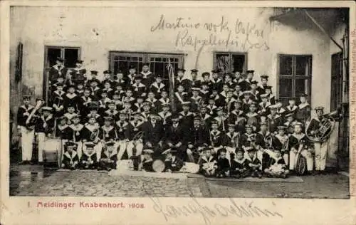 Ak Wien 12 Meidling, Meidlinger Knabenhort, 1908, Musikinstrumente