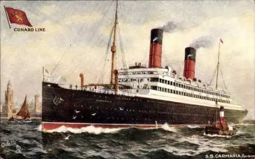 Künstler Ak Cunard Line, S.S. Carmania, Dampfschiff