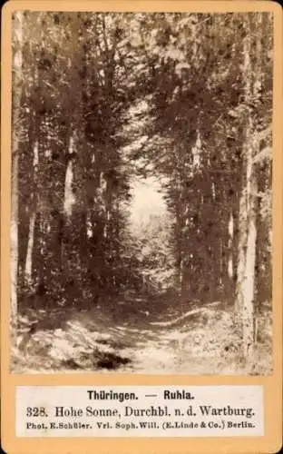 CdV Lutherstadt Eisenach in Thüringen, Ruhla, Hohe Sonne, Durchblick zur Wartburg