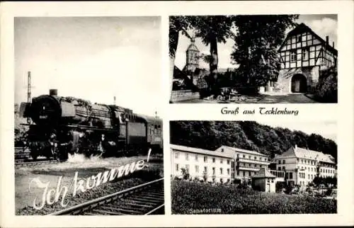 Ak Tecklenburg in Westfalen, Eisenbahn, Legge, Sanatorium