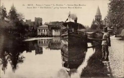 Ak Metz Moselle, Bateau a Vapeur La Madelon