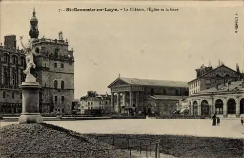 Ak Saint Germain en Laye Yvelines, Schloss, Kirche, Bahnhof