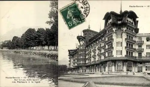 Künstler Ak Évian les Bains Haute Savoie, Sur le Lac, Coin fayori des Pecheurs a la ligne