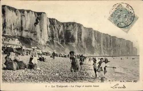 Ak Le Tréport Seine Maritime, la Plage a maree basse