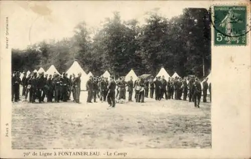 Ak Fontainebleau Seine et Marne, Camp, 76e de Ligne, Soldaten